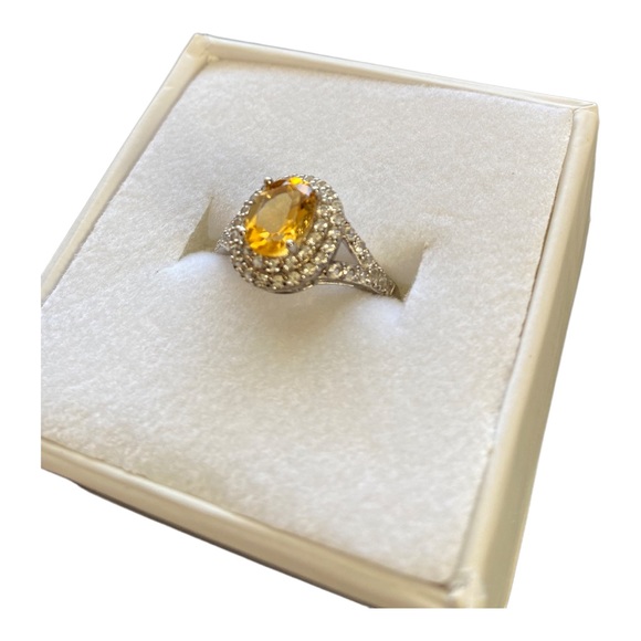 Womens Genuine Yellow Citrine Sterling Silver Cocktail Ring, Size 6.75, NWOT - Picture 5 of 12